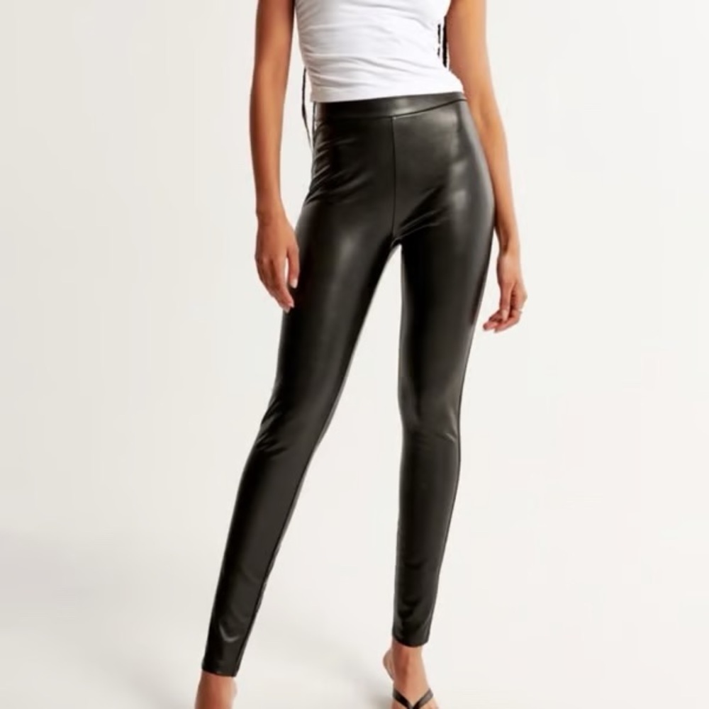 Abercrombie & Fitch Black Faux Leather Leggings Small